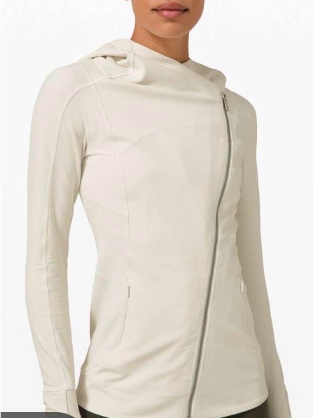 lululemon athletica Cream Asymmetric Zip Hooded Utility Jacket
